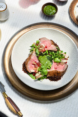Perfectly cooked lamb cutlet 
