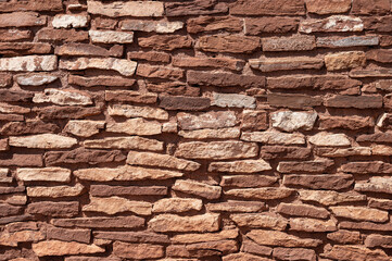 Detail of a brick and stone wall from the ancient Wupatki settlement, in Wupatki National Monument