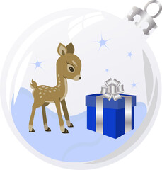 Little deer in glass bauble