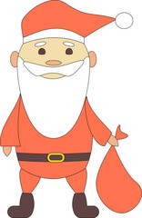 Contour Christmas character Santa Claus with gift bag