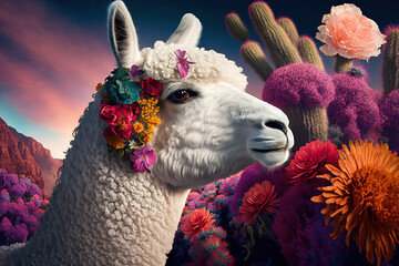 Sublime Ecstasy Blooms Forth Invigorating Bliss Found with Fantasy Lama Generative AI
