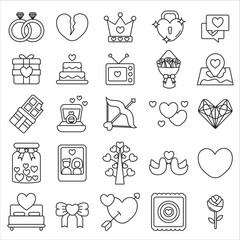 Obraz premium Love and valentine icon set vector illustration. Suitable for sticker pack, graphic design elements, logo and mobile application element graphic