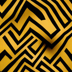 yellow and black color geometric lines pattern, Generative AI