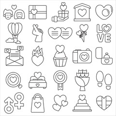 Love and valentine icon set vector illustration. Suitable for sticker pack, graphic design elements, logo and mobile application element graphic