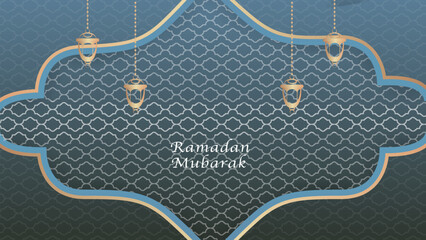 Eid Mubarak greeting Card Illustration, Ramadan kareem background illustration with arabic lanterns. Vector illustration.