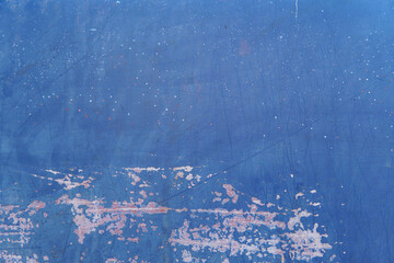 Old blue iron texture, peeling rusty texture, blue background with copy space