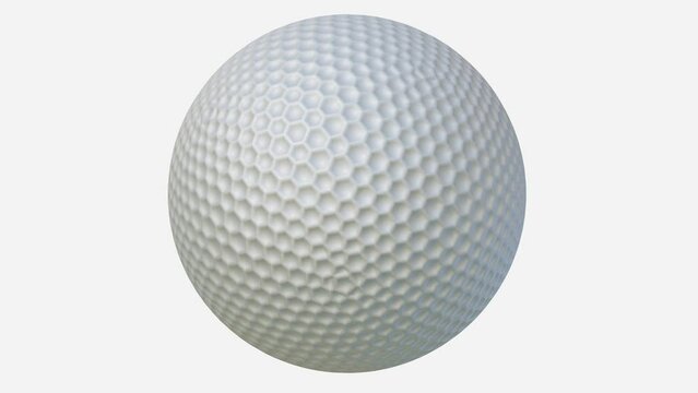 a white golf ball is spinning on a white background. 3d render looped background