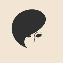 Girl with square haircut, logo for  beauty salon