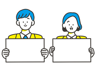 案内する男女 テキストスペース イメージ素材