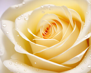 Cream Rose close-up full frame. Rose with Bright Yellow petals. Generative AI.