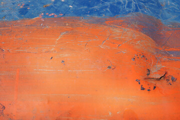 old rusty background, Rusty blue -orange old metal plate with copy space, two color background, design space, text, retro style