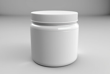 White plastic jar mockup model. Generative AI.
