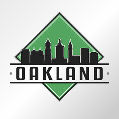 Oakland, CA, USA Skyline Logo. Adventure Landscape Design Vector City Illustration Vector illustration.