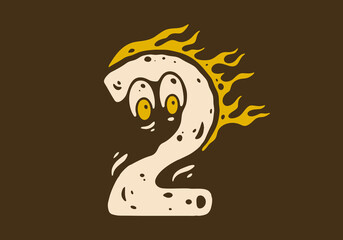 illustration of the number two having two eyes and a fire flame