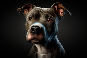 Close pit bull in illustration style, Generative AI