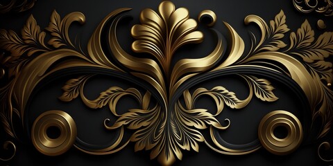 Royal Luxury Black And Gold Ornament Texture Background