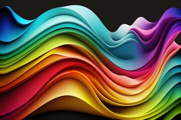 Obraz premium Abstract rainbow colorful smooth wave lines background. Generative AI