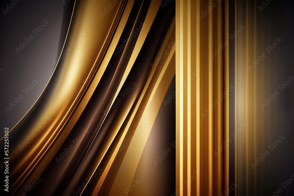 Poster abstract golden smooth stripe lines background. generative ai