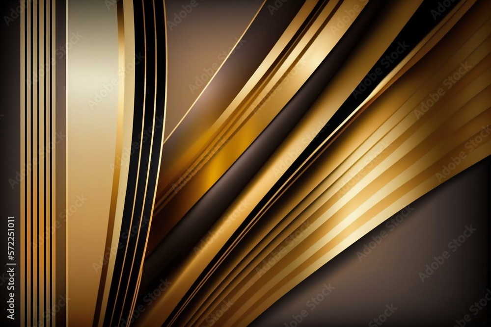 Poster abstract golden smooth stripe lines background. generative ai