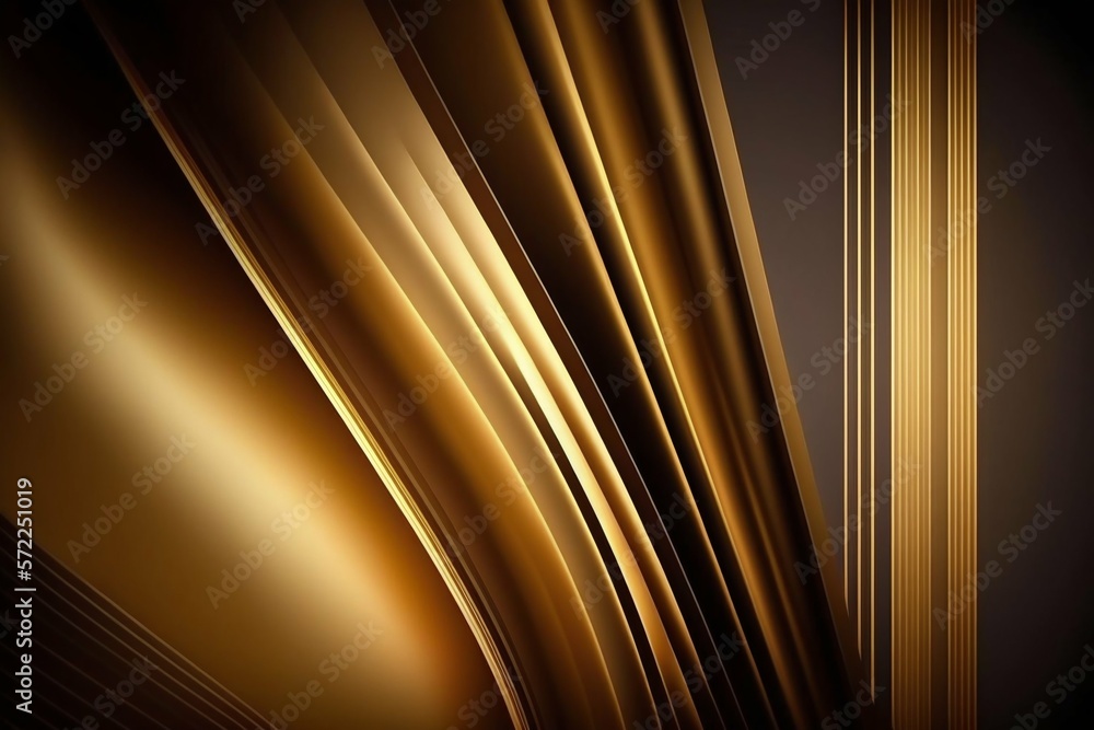Poster abstract golden smooth stripe lines background. generative ai