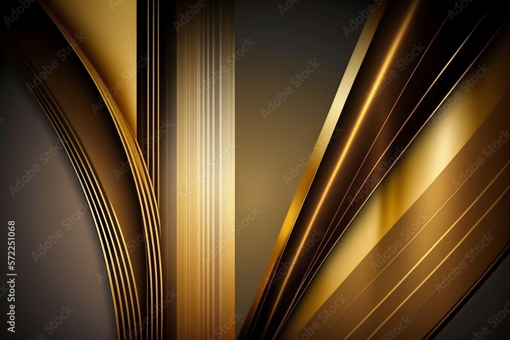 Poster abstract golden smooth stripe lines background. generative ai