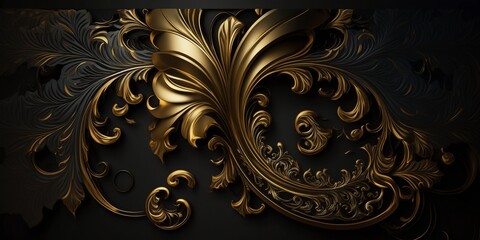 Obraz na płótnie Canvas Royal Luxury Black And Gold Ornament Texture Background