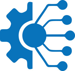 Data integration icon, data management icon blue vector