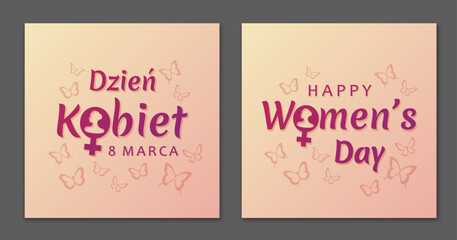Women's Day. Lettering. Polish and english version.