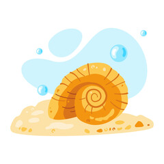 Ocean life. Vector   illustration of sea shell for children books, rooms, fabric, greeting cards, party invitations, posters, tags, stickers