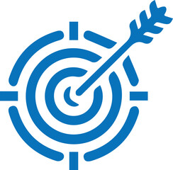 Goal setting icon, target setting icon blue vector