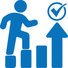 Improvement icon, progress icon blue vector