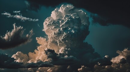 Volumetric storm clouds paining style generative ai