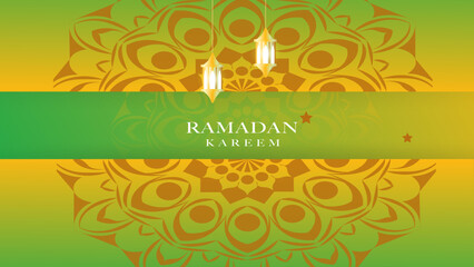 Ramadan Kareem. Mandala pattern and abstract eid lamp elements background.