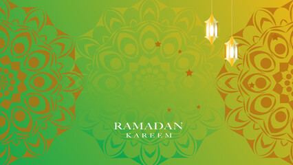 Ramadan Kareem. Mandala pattern and abstract eid lamp elements background.