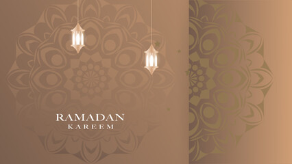 Ramadan Kareem. Mandala pattern and abstract eid lamp elements background.