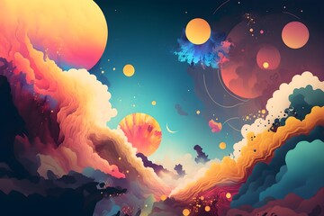 Dreamy and multicolor cool flat design. abstract with colorful tones