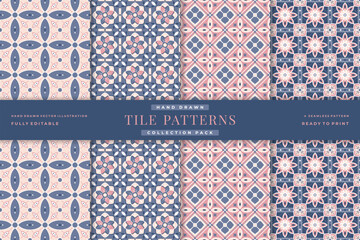 vintage tile seamless patterns collection 2