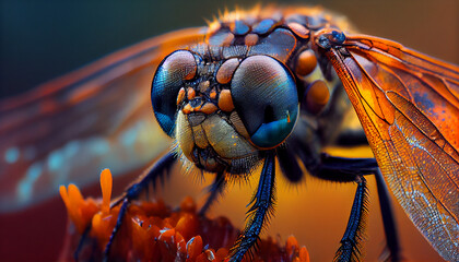 macro dragonfly, close up of a dragonfly, Generative AI