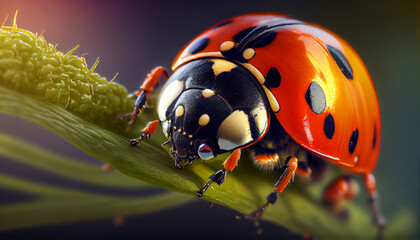 ladybug on a blade of grass, Generate AI