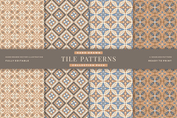 vintage tile seamless patterns collection 4