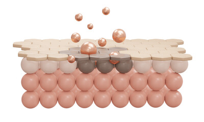 3d rendering of serum cream and vitamin drop on closeup skin cell with dark spot layer for cosmetic advertise. 3D Render illustration.