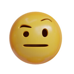 Fototapeta premium Serious expression 3d emoji with water in head laugh front angle