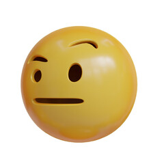 Serious expression 3d emoji with water in head laugh side angle