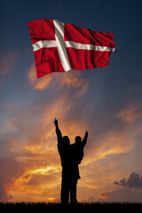 Father with son and the flag of Denmark