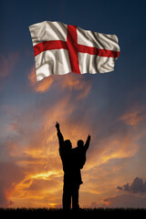Father with son and the flag of England
