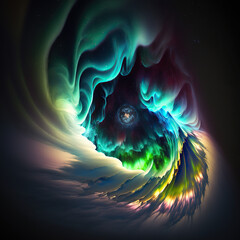 Northern lights swirl with star in the night sky, Northern lights