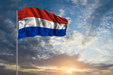 Waving National flag of Paraguay