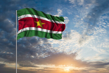 Waving National flag of Suriname