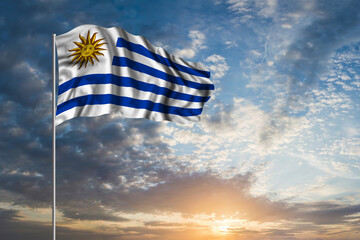Waving National flag of Uruguay