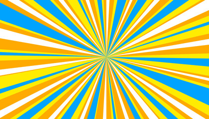 Retro banner with sun and rays in style of 70s